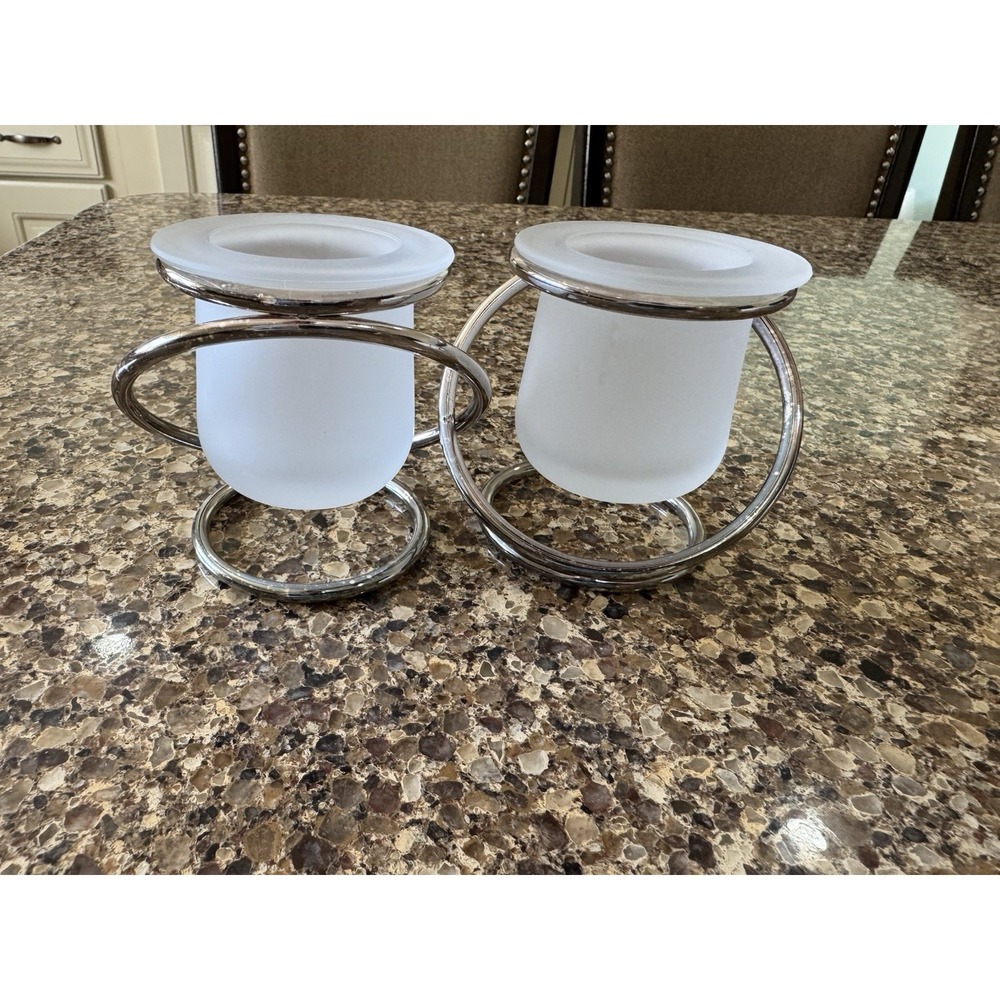 PartyLite Silver Plated Interlocking Gemini Candle Holders P7207